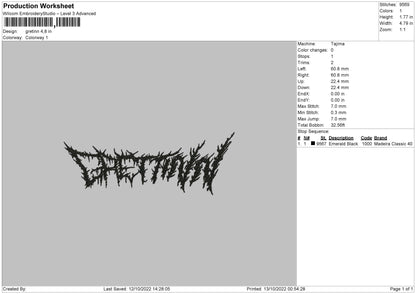 Gretinn Emboidery File 6 sizes