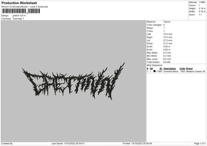 Gretinn Emboidery File 6 sizes