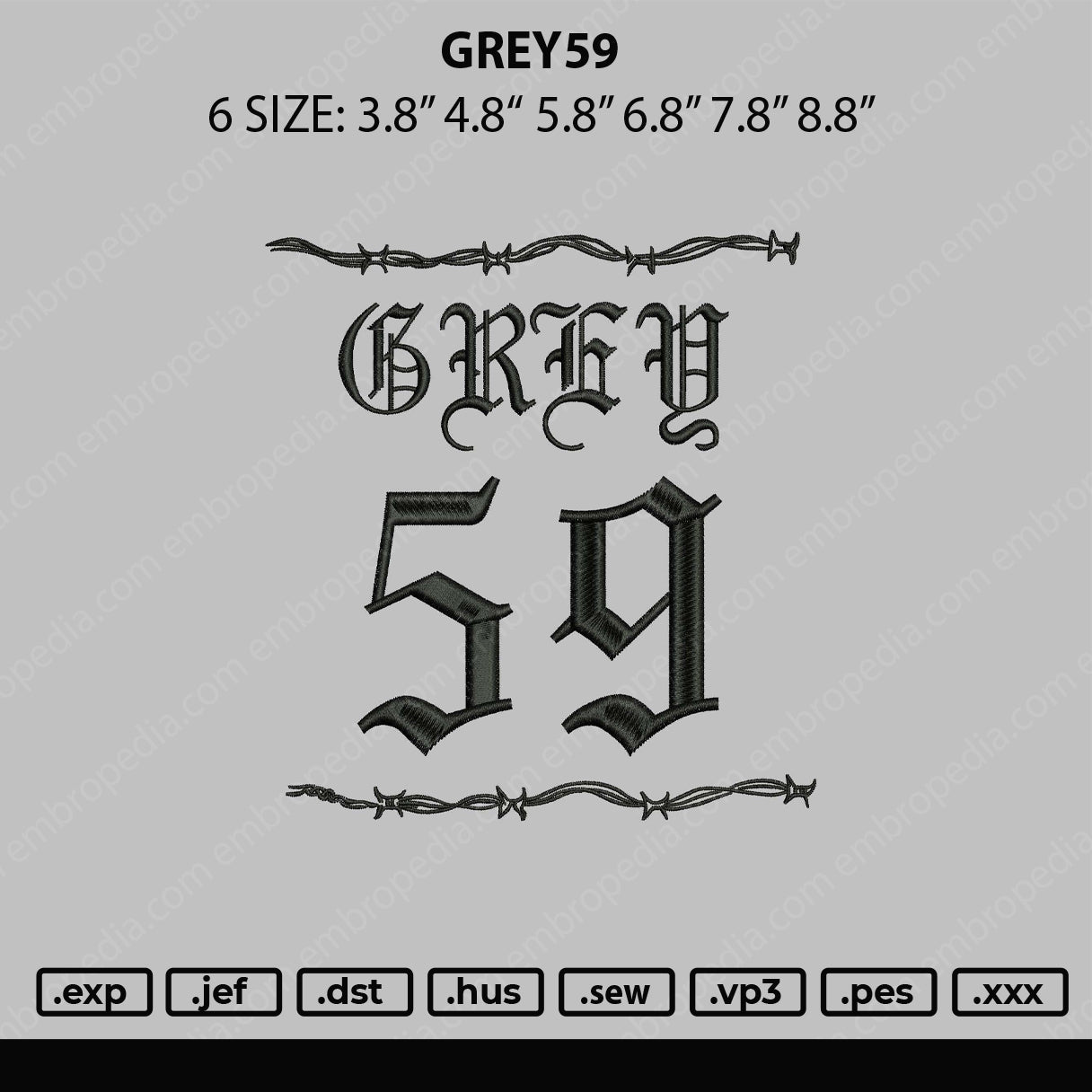 Grey 59 Embroidery File 6 sizes