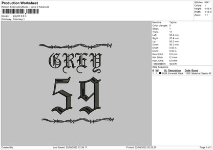 Grey 59 Embroidery File 6 sizes
