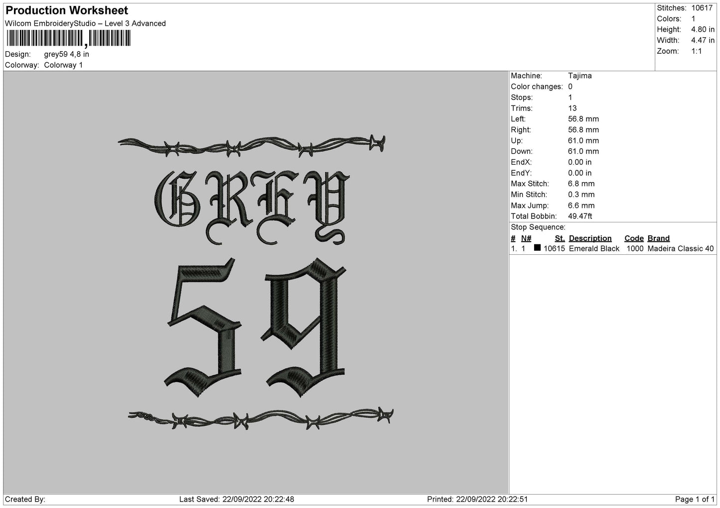 Grey 59 Embroidery File 6 sizes