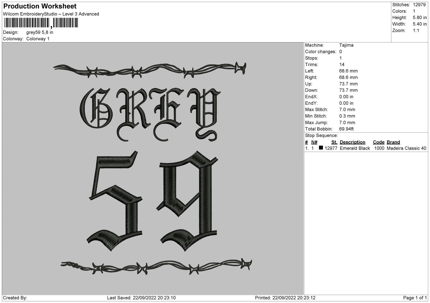 Grey 59 Embroidery File 6 sizes