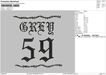 Grey 59 Embroidery File 6 sizes
