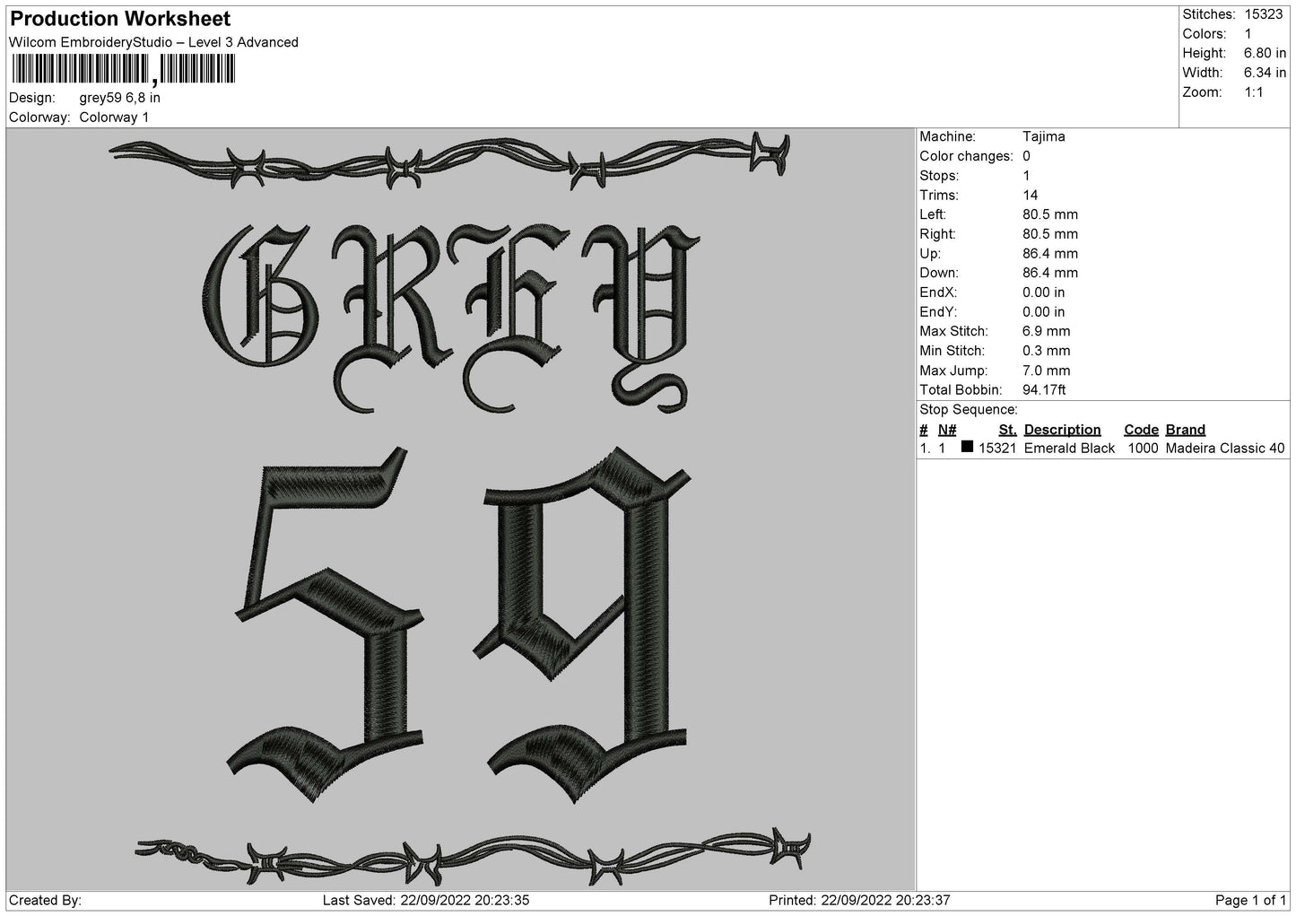 Grey 59 Embroidery File 6 sizes