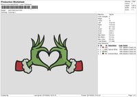 Grinch Love Embroidery File 6 sizes