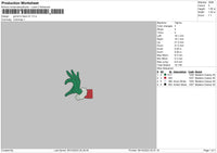 Grinchs Hand V2 Embroidery File 6 sizes