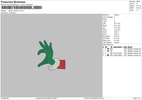 Grinchs Hand V2 Embroidery File 6 sizes