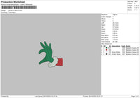 Grinchs Hand V2 Embroidery File 6 sizes