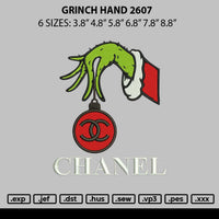 Grinch Hand 2607 Embroidery File 6 sizes