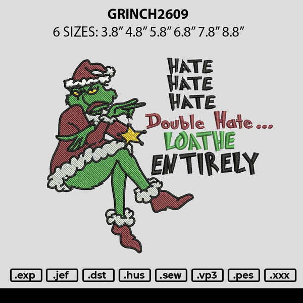 Grinch2609 Embroidery File 6 sizes