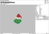 Grinch Head Small Embroidery File 6 sizes