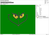 Grinch Face Embroidery File 6 sizes