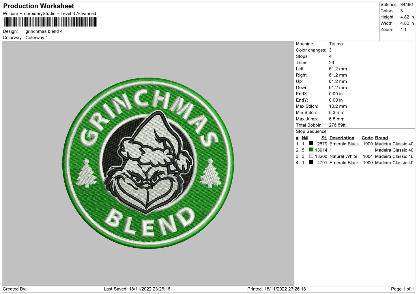 Grinchmas Blend Embroidery File 6 sizes