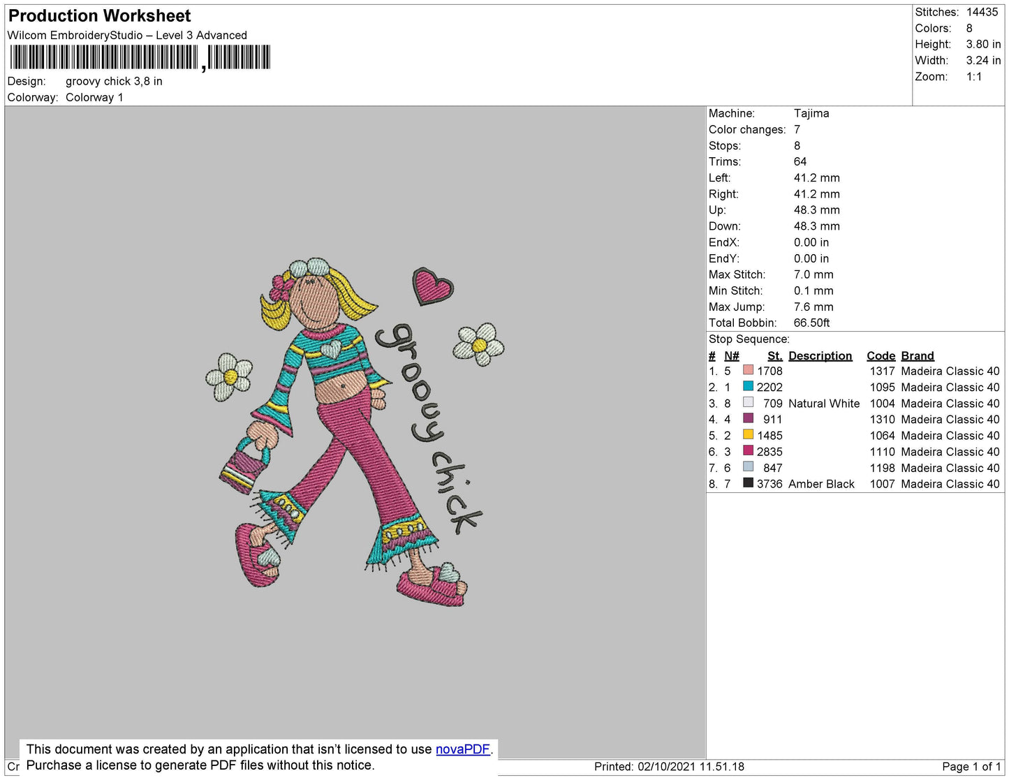 Groovy Cheek Embroidery File 4 size