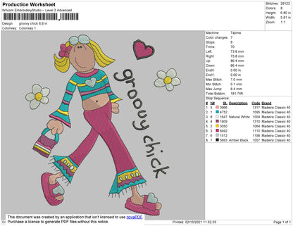 Groovy Cheek Embroidery File 4 size