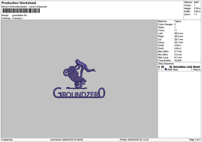 Groundzerotext Embroidery File 6 sizes
