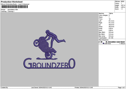 Groundzerotext Embroidery File 6 sizes