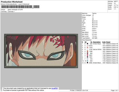 Gaara Rectangle V2 Embroidery File 4 size