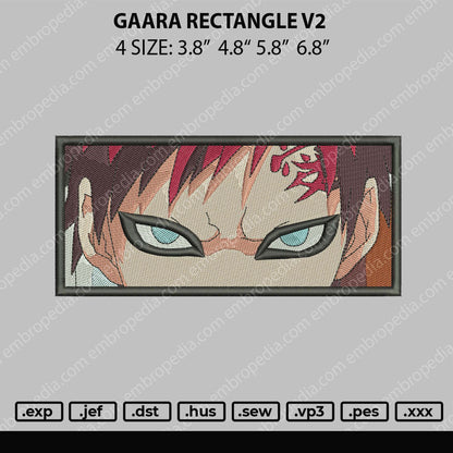 Gaara Rectangle V2 Embroidery File 4 size