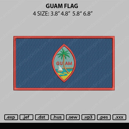 Guam Flag Embroidery File 4 size