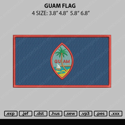 Guam Flag Embroidery File 4 size