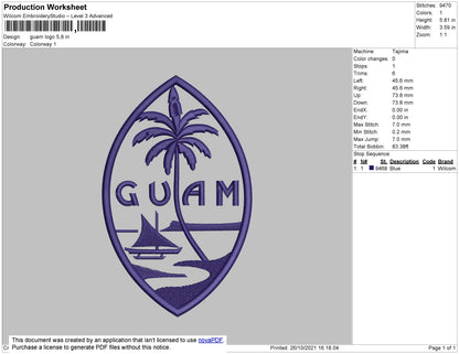 Guam Logo Embroidery File 4 size
