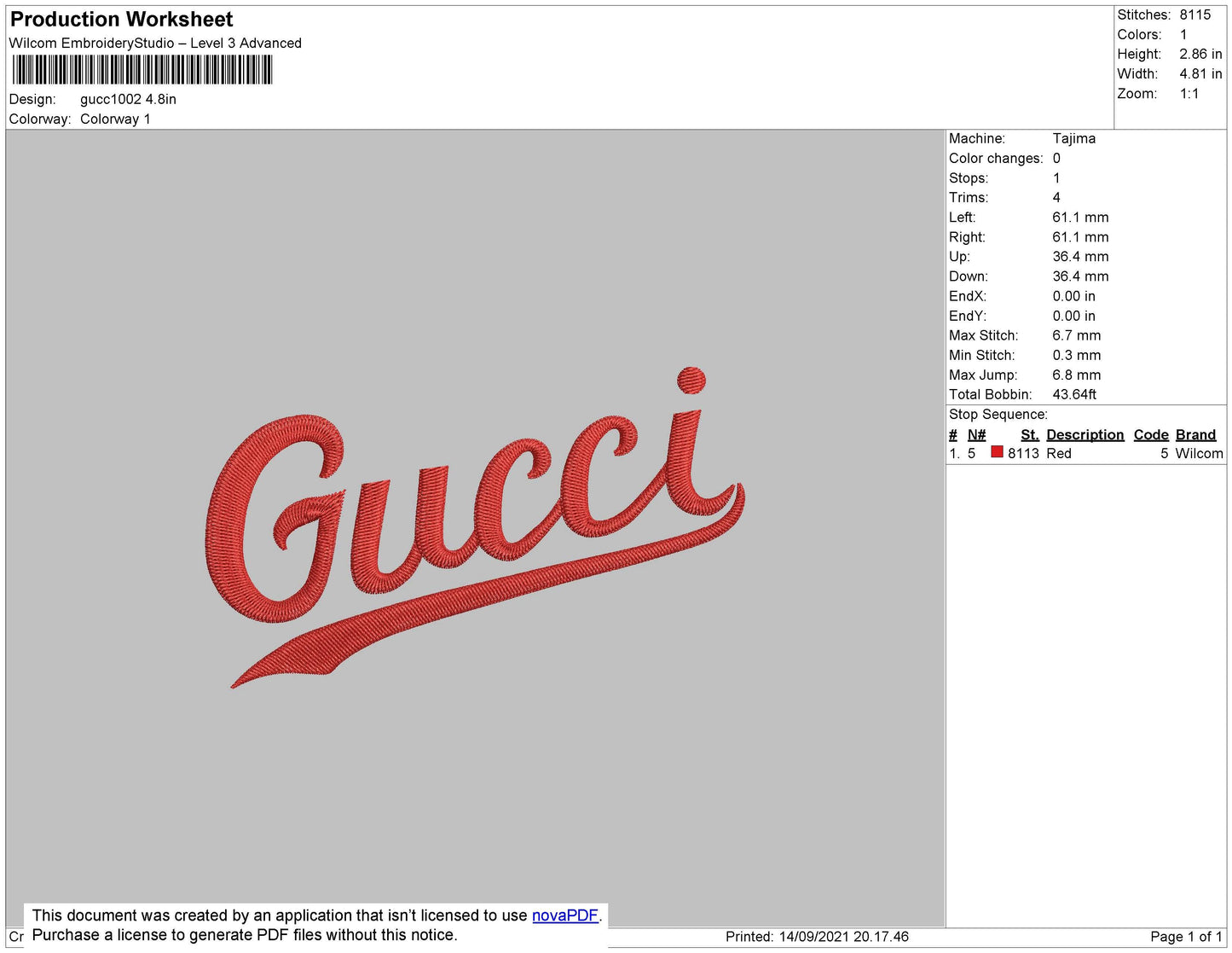 Gucc1002 Embroidery File 4 size
