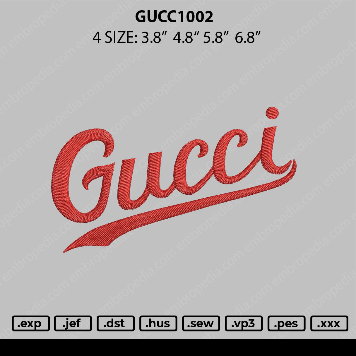 Gucc1002 Embroidery File 4 size
