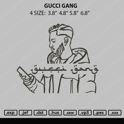 Gucci Gang Embroidery File 4 size