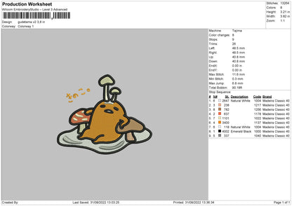 Gudetama V2 Embroidery File 5 sizes