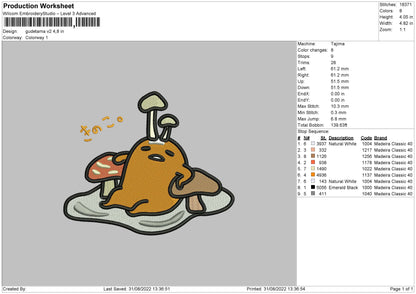 Gudetama V2 Embroidery File 5 sizes