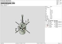 Guitarskull Embroidery File 6 sizes