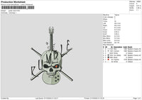 Guitarskull Embroidery File 6 sizes