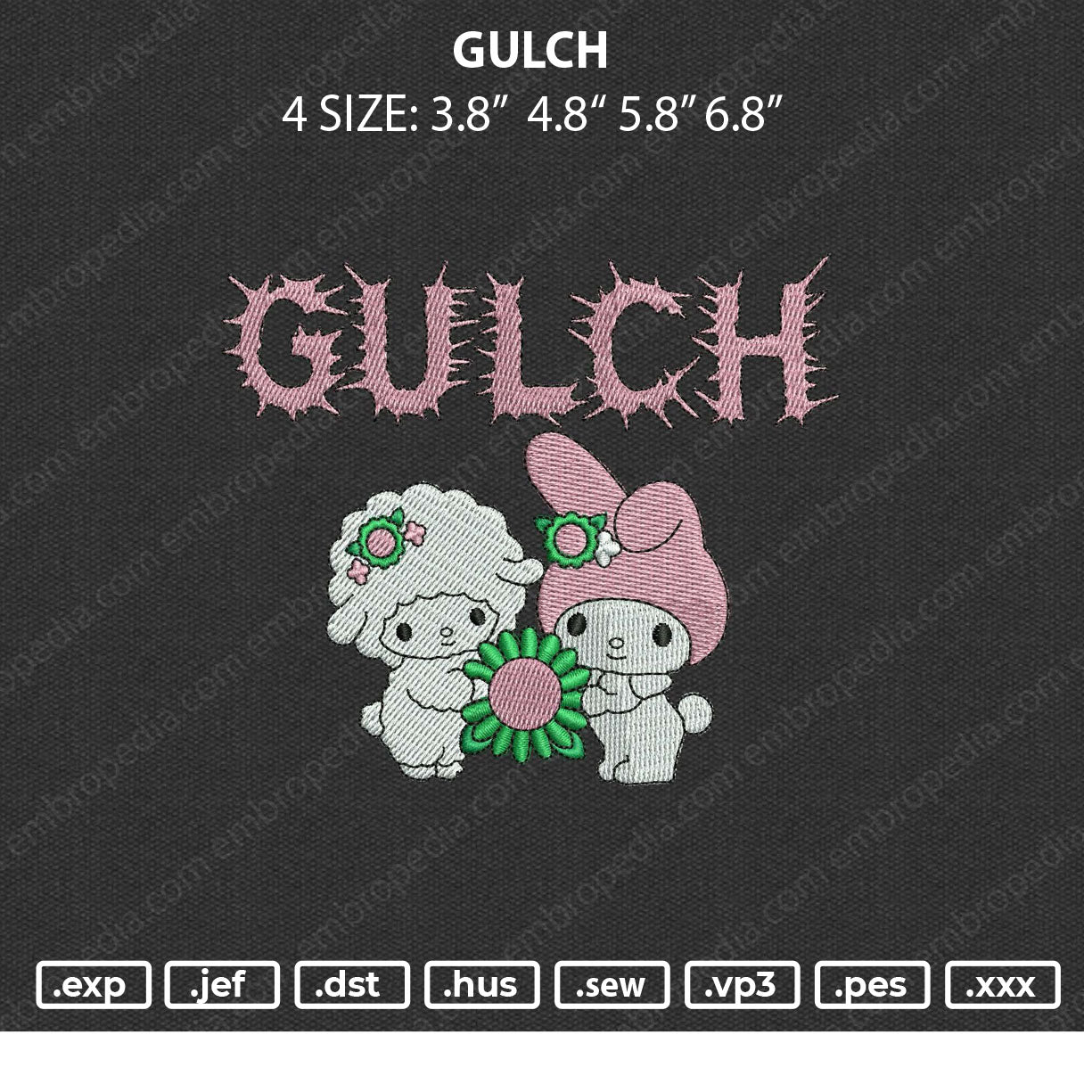 Gulch Embroidery File 4 size