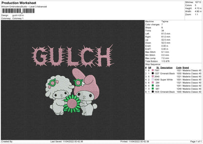 Gulch Embroidery File 4 size