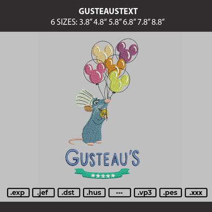 Gusteaustext Embroidery Machine Design File 6 sizes