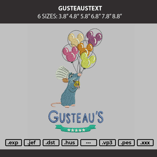 Gusteaustext Embroidery Machine Design File 6 sizes