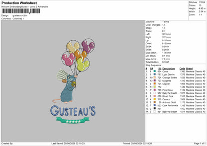Gusteaustext Embroidery Machine Design File 6 sizes