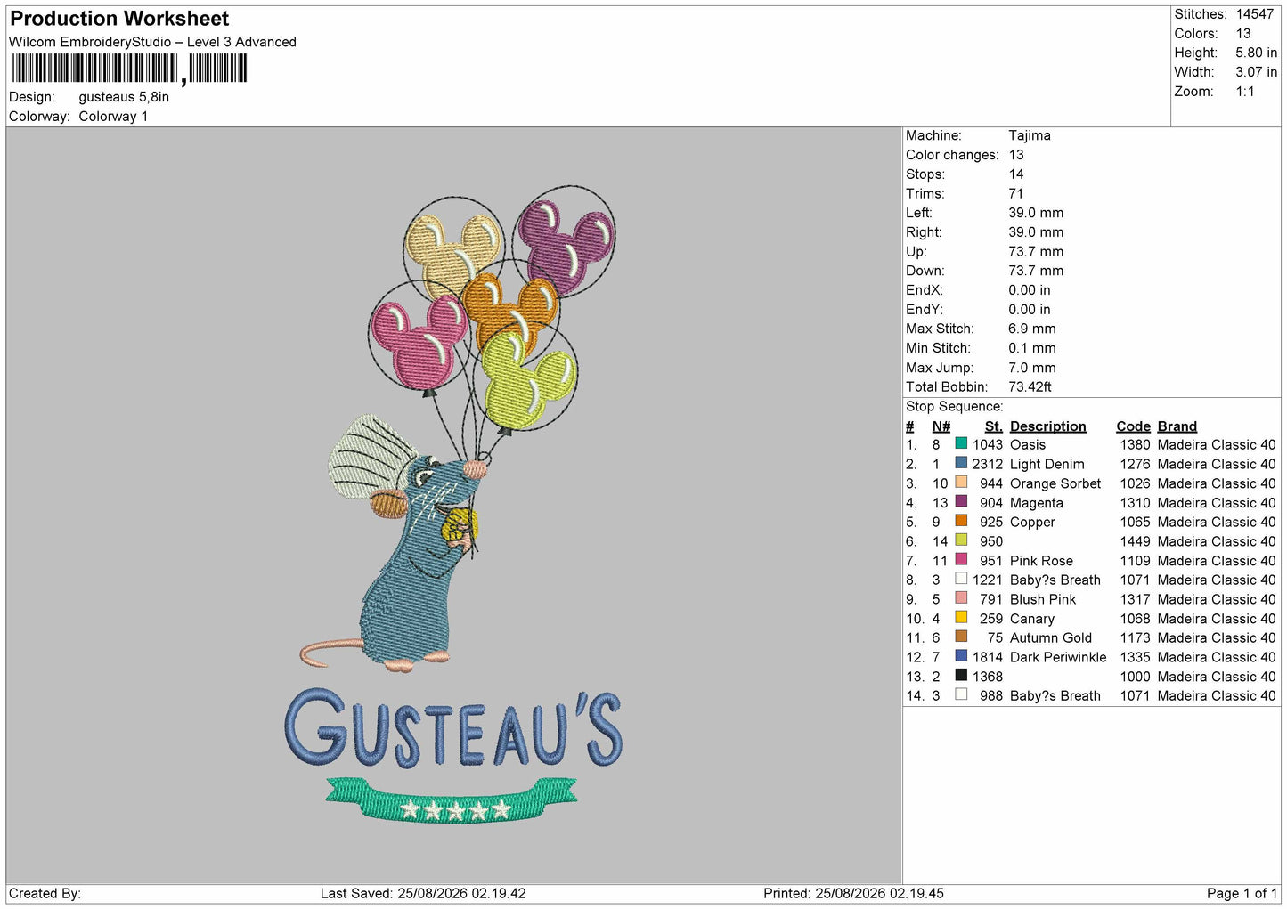 Gusteaustext Embroidery Machine Design File 6 sizes