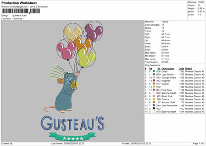 Gusteaustext Embroidery Machine Design File 6 sizes