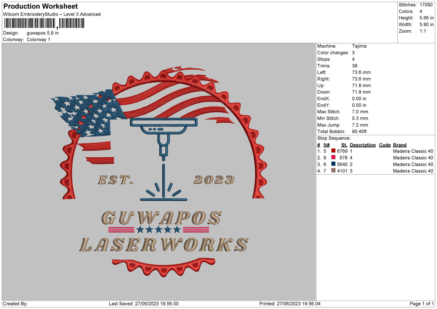Guwapos Embroidery File 6 sizes