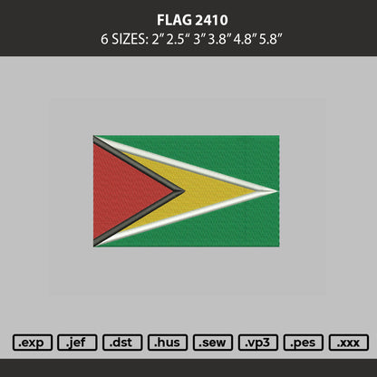 Flag 2410 Embroidery Machine Design File 6 sizes