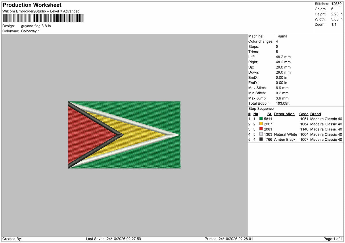 Flag 2410 Embroidery Machine Design File 6 sizes