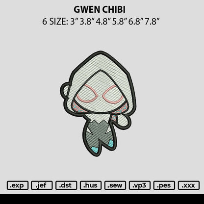 Gwen Chibi 02 Embroidery File 6 sizes