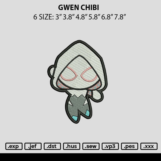 Gwen Chibi 02 Embroidery File 6 sizes