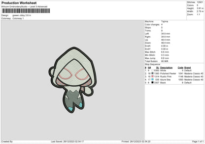 Gwen Chibi 02 Embroidery File 6 sizes