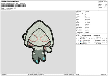 Gwen Chibi 02 Embroidery File 6 sizes