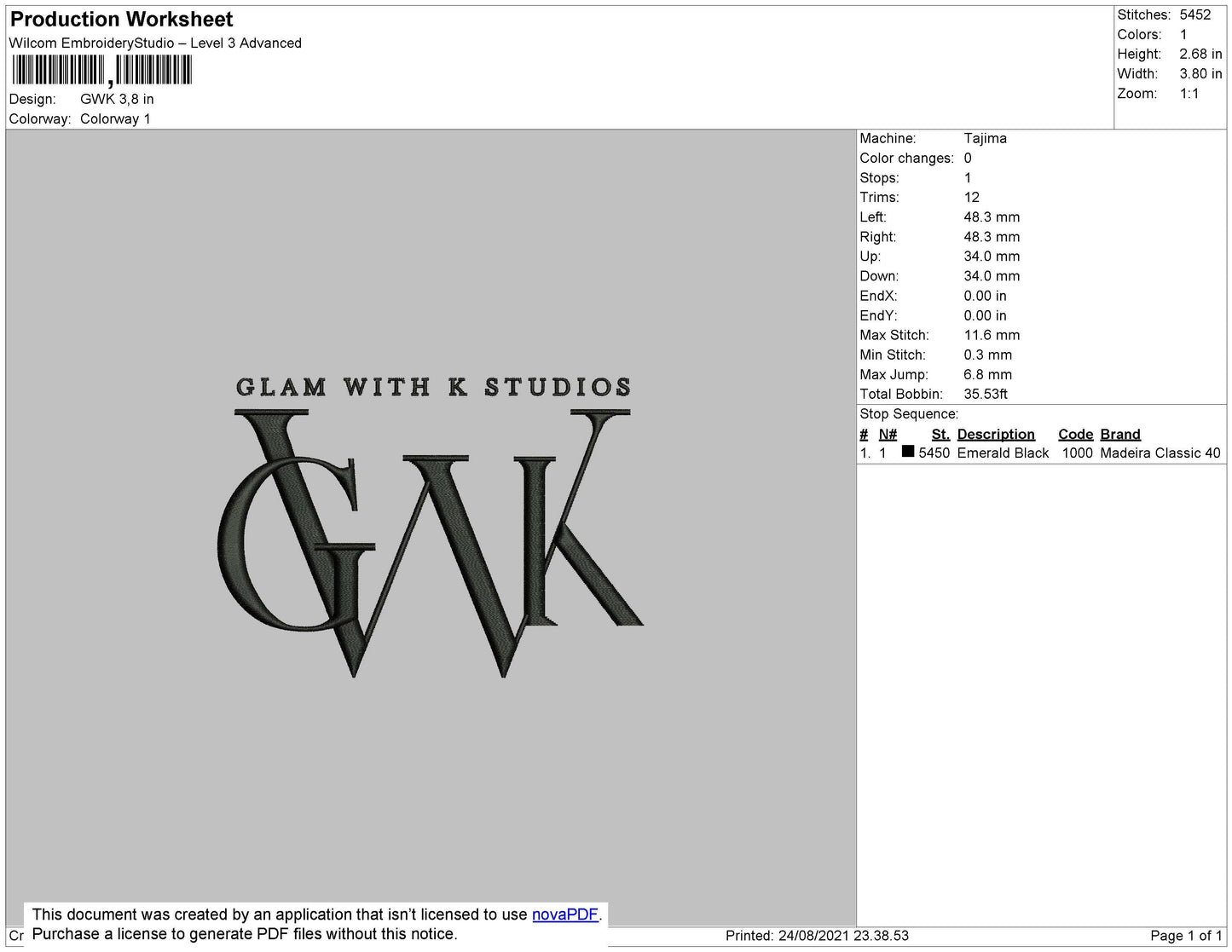 GWK Studios Embroidery File 4 size
