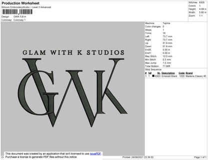 GWK Studios Embroidery File 4 size