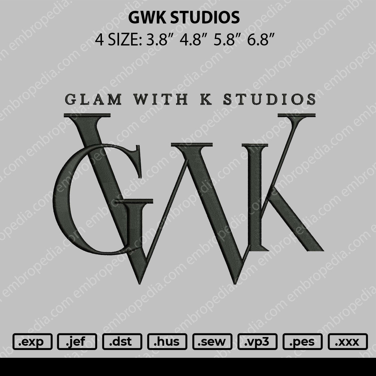 GWK Studios Embroidery File 4 size
